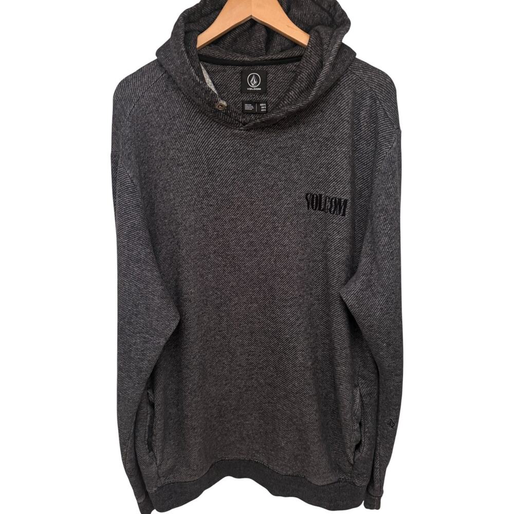 Volcom Mens XL Gray Black Knit Pullover Hoodie
